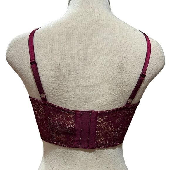 Victoria's Secret High Neck Plunge Bra Burgundy Size 34D - Picture 8 of 10